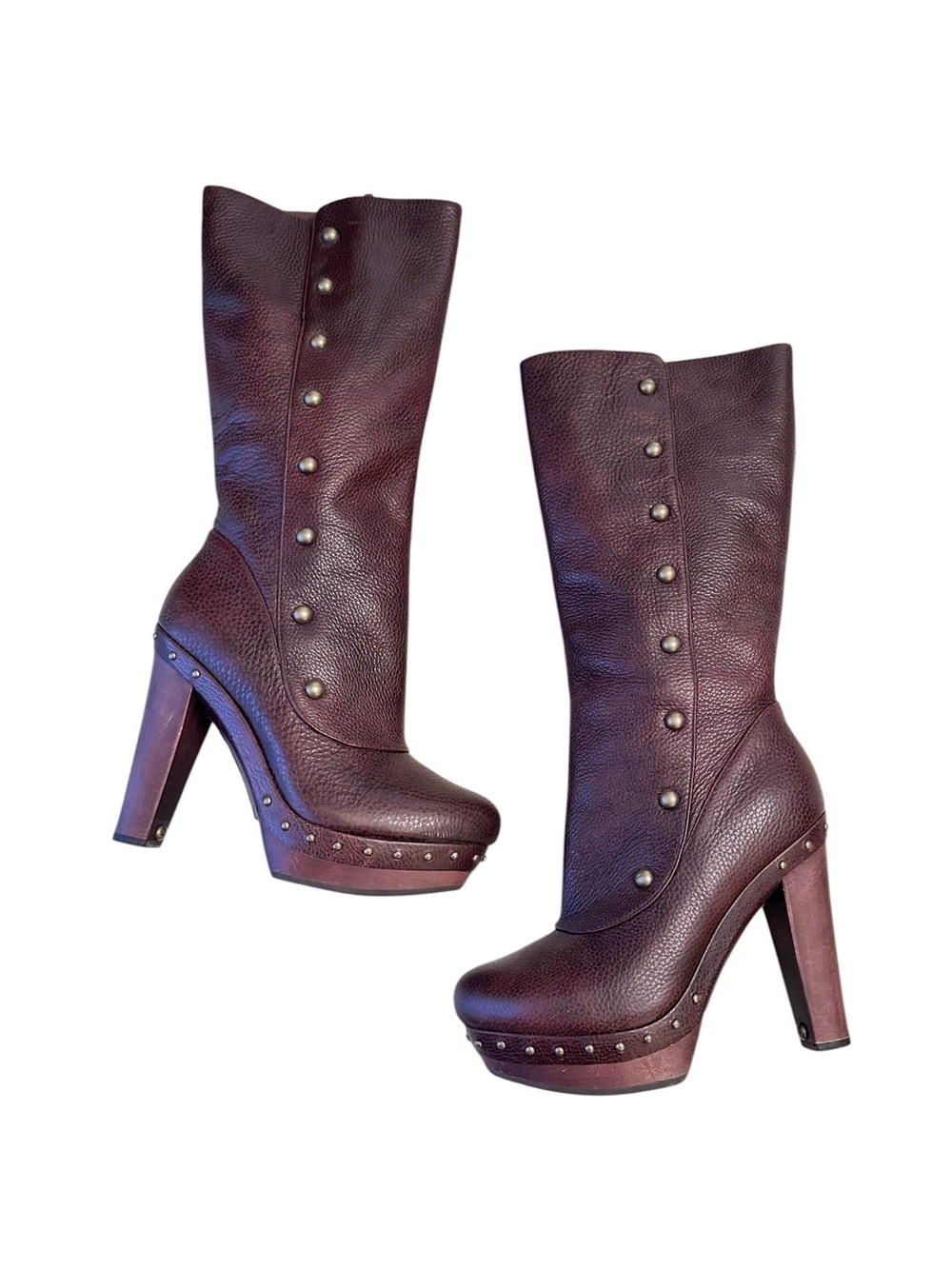 UGG Australia Cosima Boots Tall Studded Chocolate Brown Leather size 10